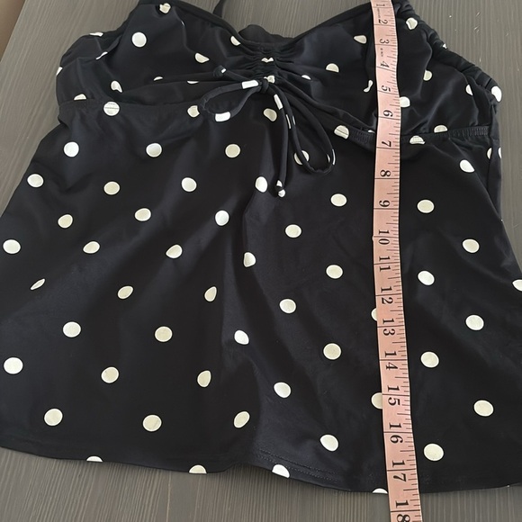 Lands End Tankini Swimsuit Top Polka Dot Tie Black and White Underwire Size 12 - Picture 6 of 9